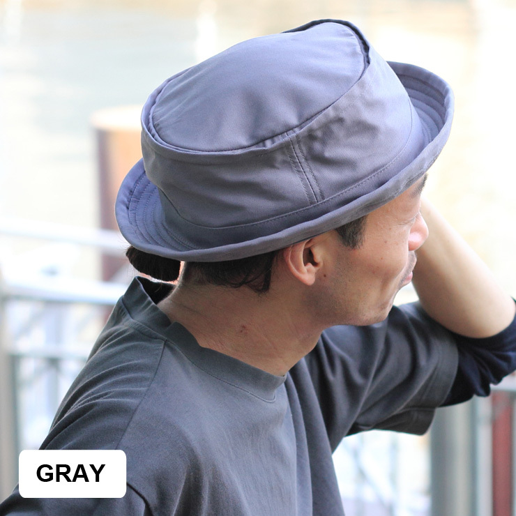 ＜Lサイズ(約61cm)＞＜Grey＞egnuu 日本製 コットン ポークパイハット 帽子 メンズ 大きいサイズ 日本製_画像2