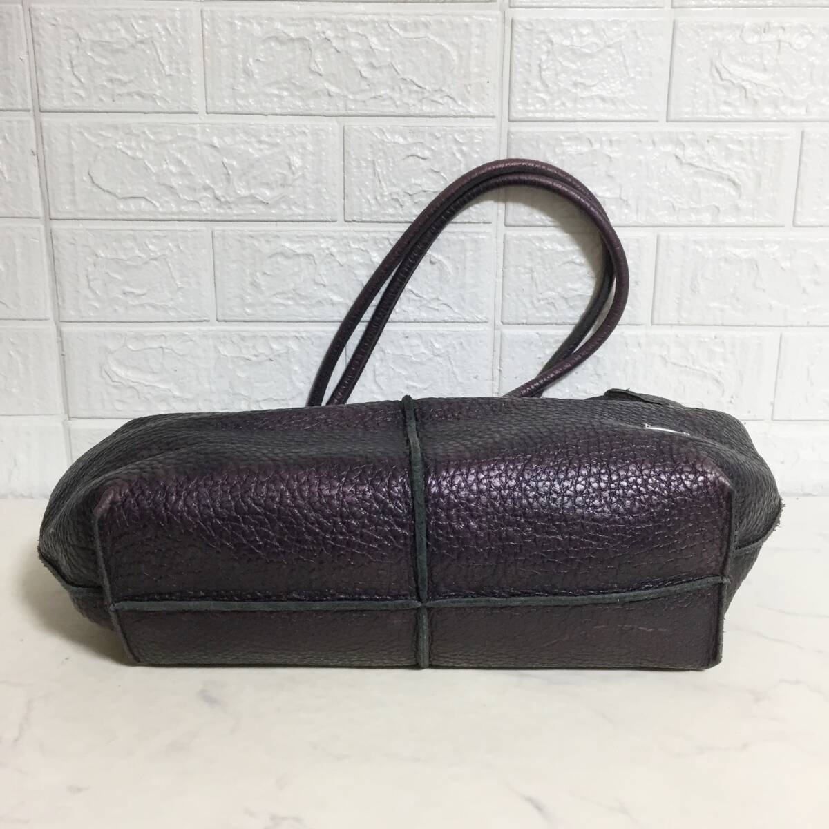 no36246 銀座かねまつ 本革 レザー 肩掛けショルダー トート バッグ 通勤 通学 A4収納可能_画像3