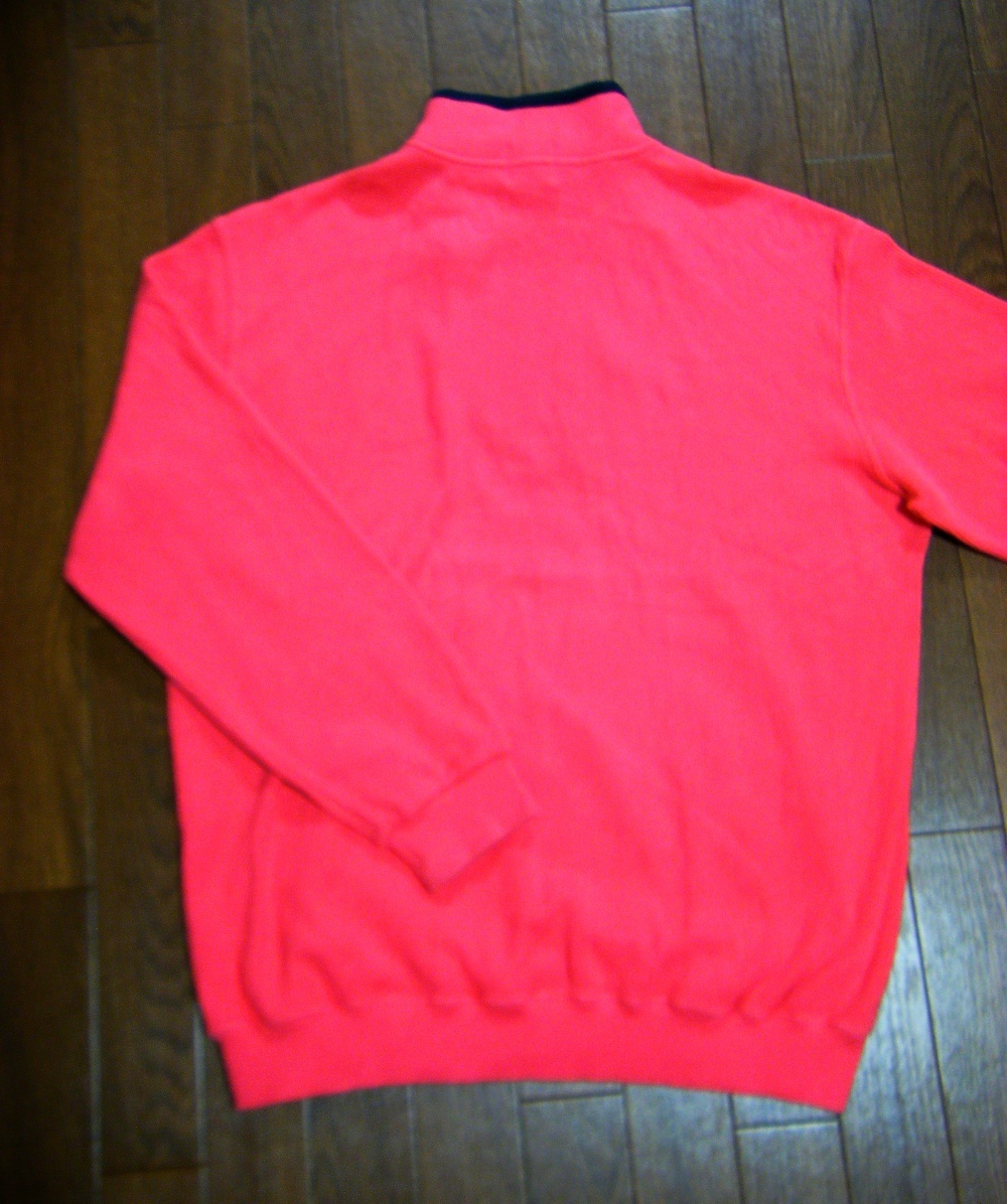 超伸縮/良質品〇シナコバ SINA COVA ニット LL ハーフジップ ブランド刺しゅうロゴ ローズピンク_画像3