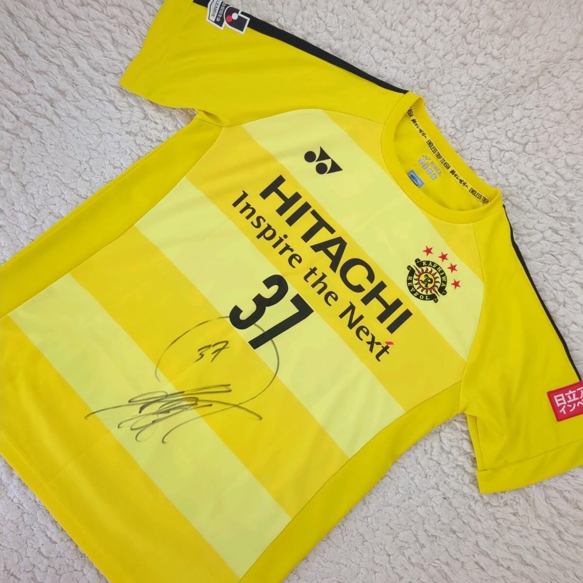 柏レイソル 細(xì)貝萌 No.37 サイン入り ユニフォーム YONEX Aflac 柏から世界へ 大きいサイズ 2XO Jリーグ 