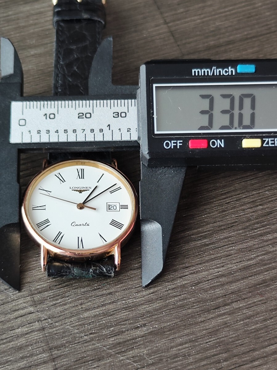 稼働品 ロンジン メンズ腕時計 白色ローマ数字文字盤 三針デイト