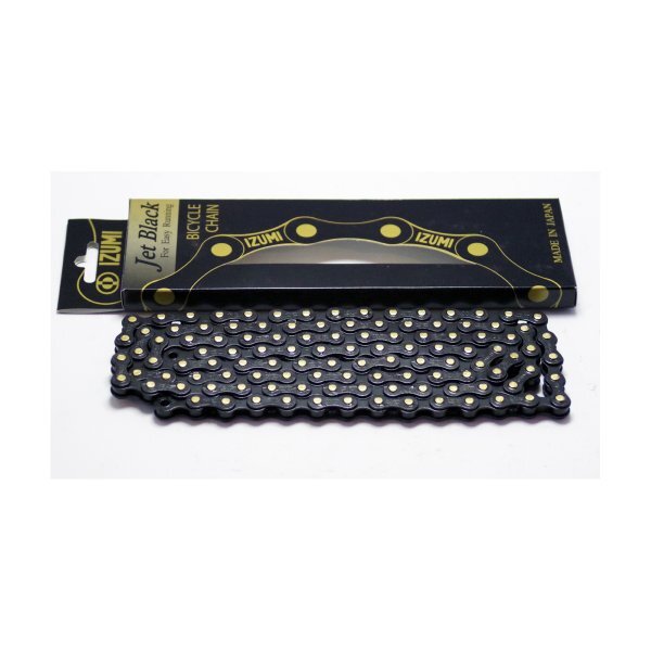 4589931950142 和泉チエン IZUMI CHAIN / JET BLACK シングルスピード用チェーン 116L 厚歯 1/2×1/8 ブラック ピスト BMX