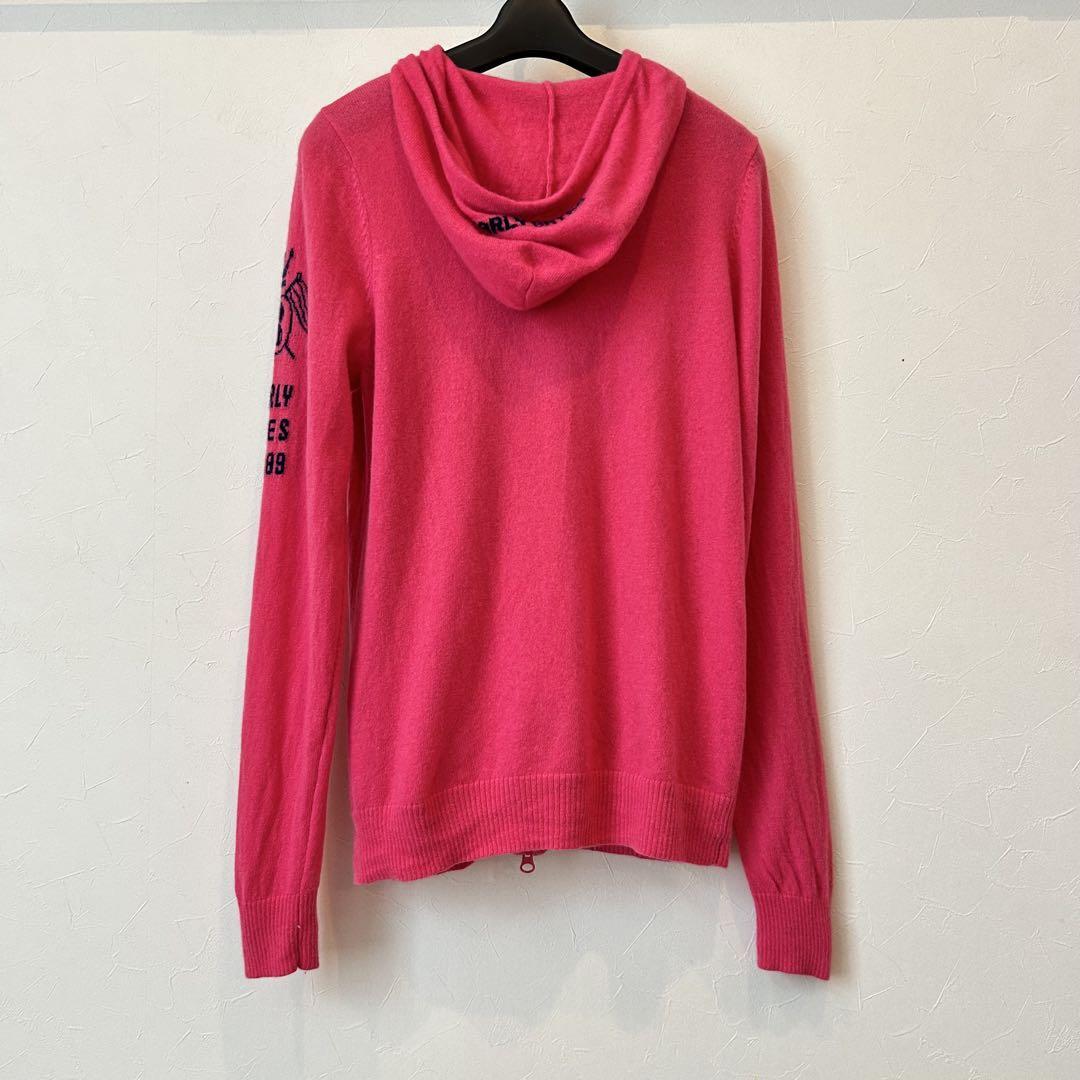 パーリーゲイツ　ピンク　カシミヤ１００　ゴルフウェア　ジップアップ　サイズ１　M パーリーゲイツ ピンク カシミヤ100 ゴルフウェア ジップ