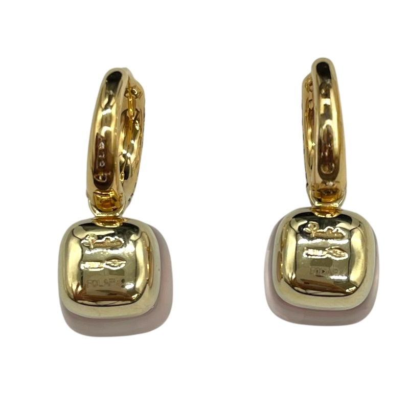 ポメラート Pomellato ヌードローズクォーツ/ブラウンダイヤピアス 750PG/ダイヤモンド ジュエリー 中古_画像3