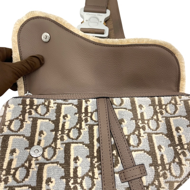 クリスチャン・ディオール Christian Dior オブリーク サドルバッグ 00-BO-0252 グレー×ベージュ オブリーク レディース 中古_画像8