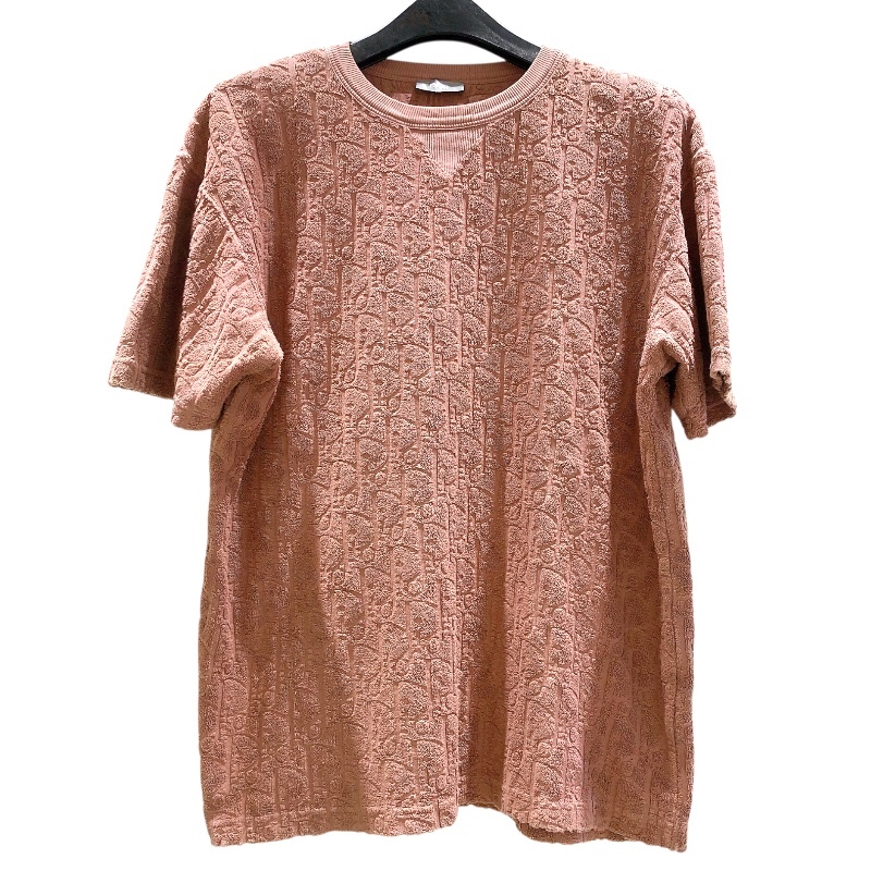 クリスチャン・ディオール Christian Dior オブリーク総柄テリーコットンTシャツ 113J692A0614 ベージュピンク コットン 半袖Ｔシャツ