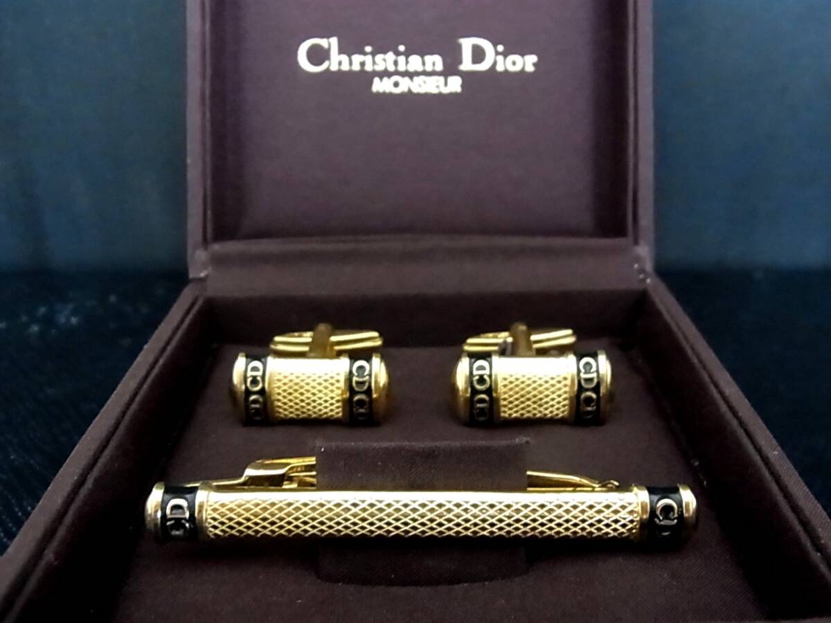 *N5185*# прекрасный товар #[Dior] Dior [ Gold ]# запонки & галстук пинцет!