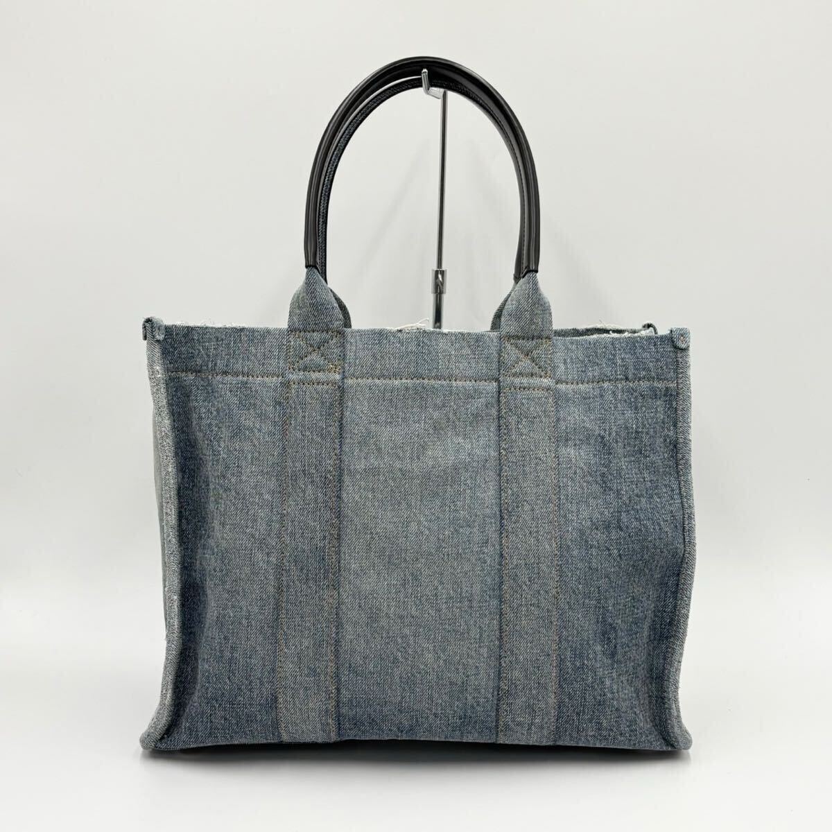 極美品【BALENCIAGA】ハードウェア ダメージ加工デニム トートバッグ 極美品 BALENCIAGAバレンシアガ デニム ハードウェア ダメージ