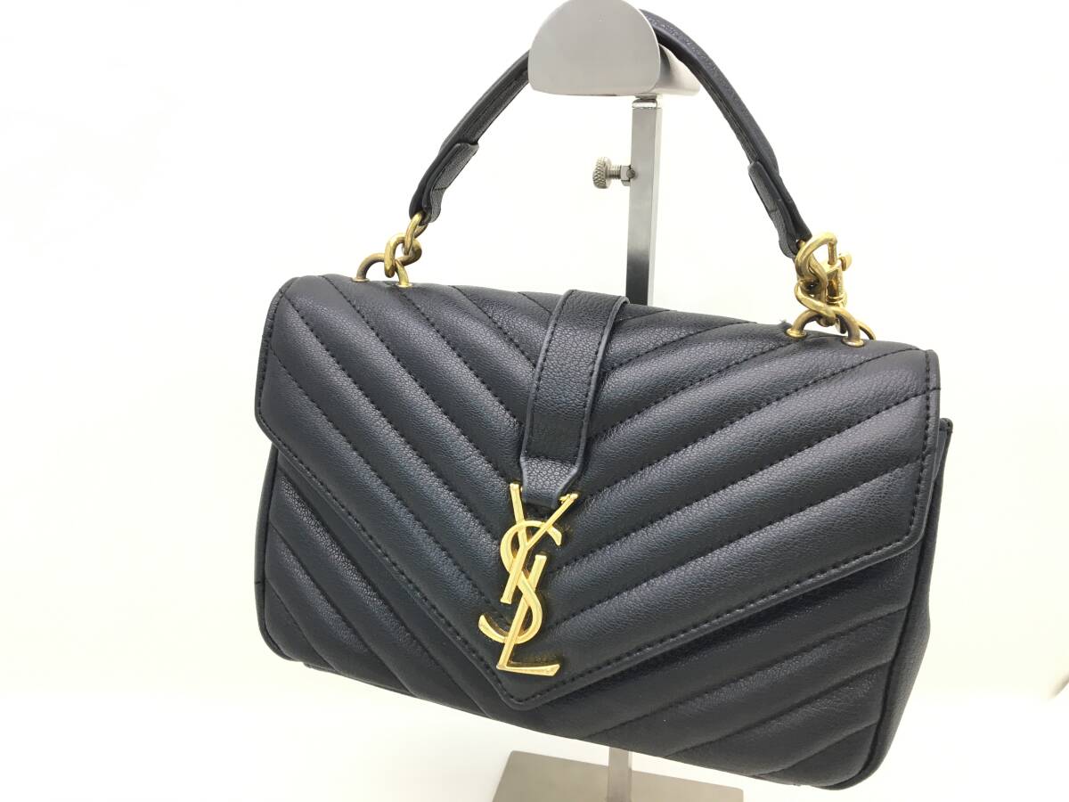 SAINT LAURENT PARIS サンローラン パリ 2Way ラムスキン ゴールド金具■(H×W×D)：約15cm×24cm×7.5cm【TK250082】