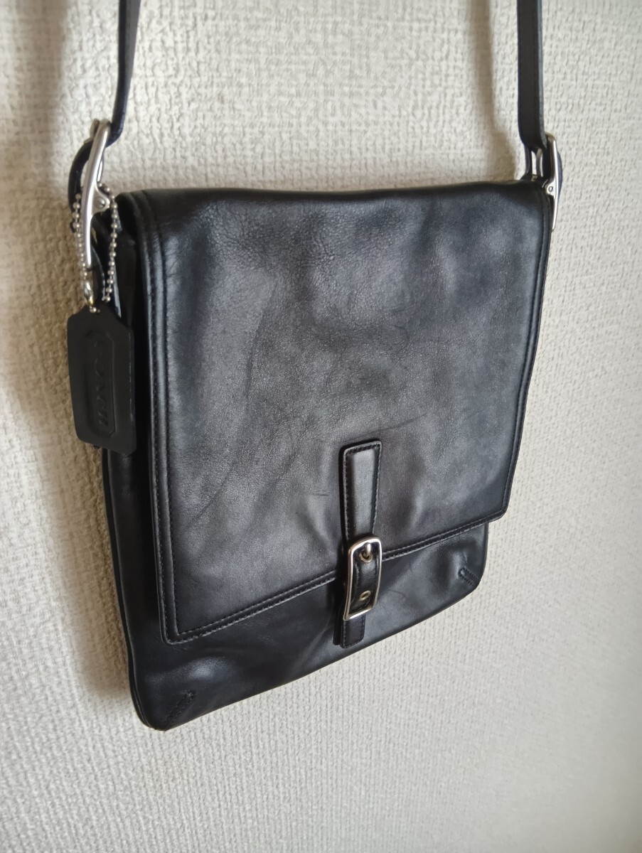 COACH 斜め掛け ショルダーバッグ オールドコーチ レザー ブラック 黒 oldCOACH 本皮 本革 _画像1