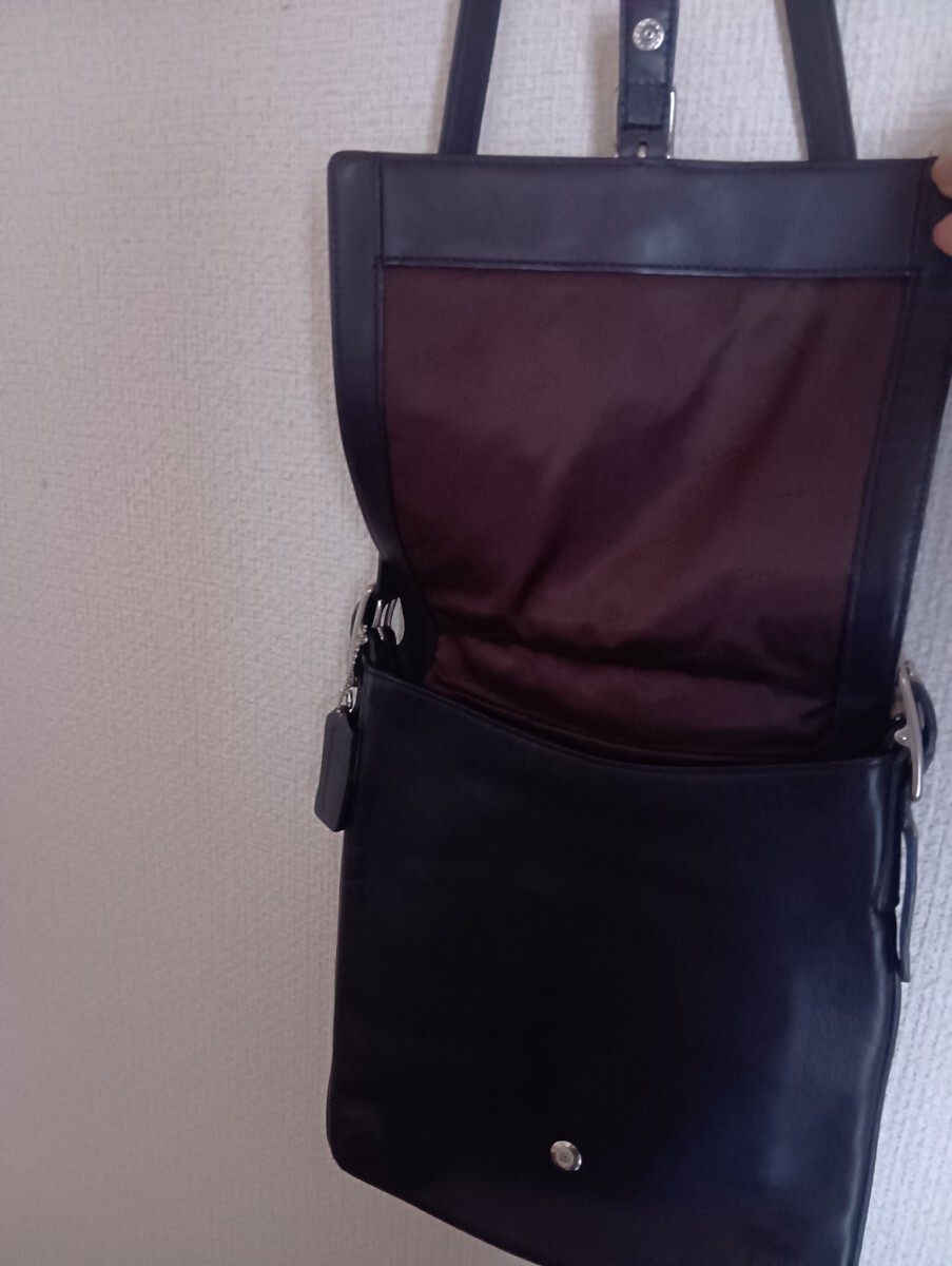 COACH 斜め掛け ショルダーバッグ オールドコーチ レザー ブラック 黒 oldCOACH 本皮 本革 _画像8