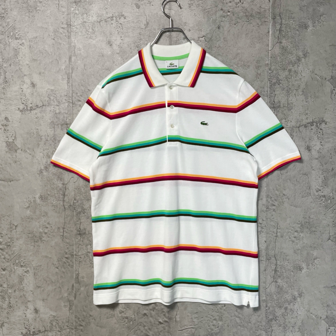 ★タグ付き新品★ LACOSTE ラコステ ポロシャツ ロゴ 半袖 鹿の子 ラコステ LACOSTE 半袖ポロシャツ ボーダー ワニロゴ 刺繍