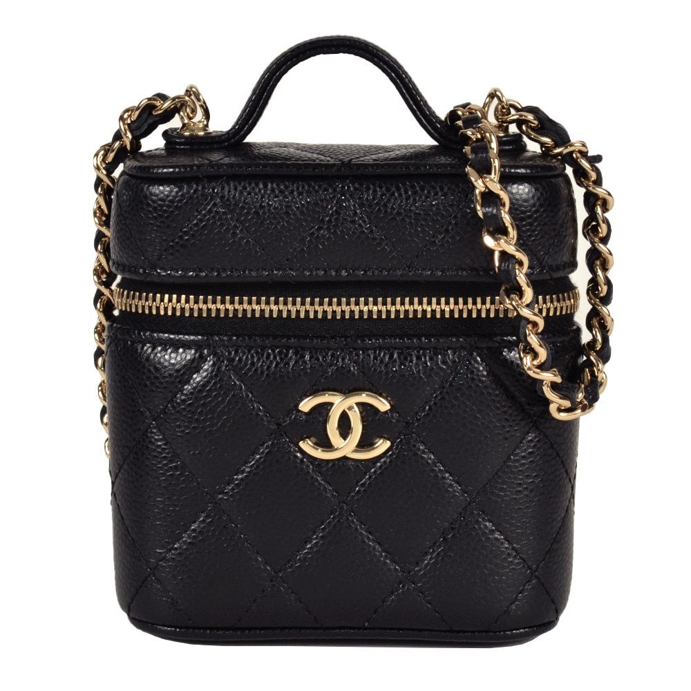シャネル CHANEL マトラッセ ミニバニティ ショルダーバッグ キャビアスキン ブラック ゴールド金具 ココマーク 31番臺(tái)
