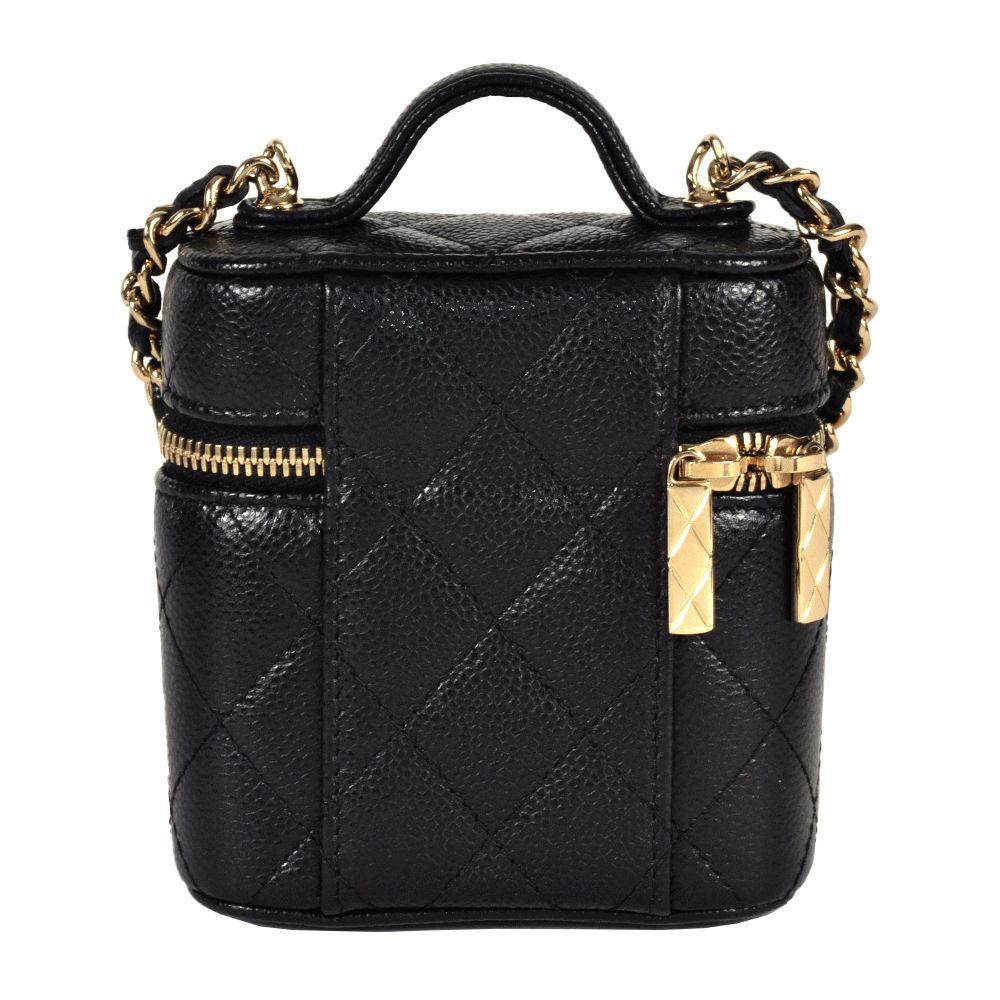 シャネル CHANEL マトラッセ ミニバニティ ショルダーバッグ キャビアスキン ブラック ゴールド金具 ココマーク 31番臺(tái)