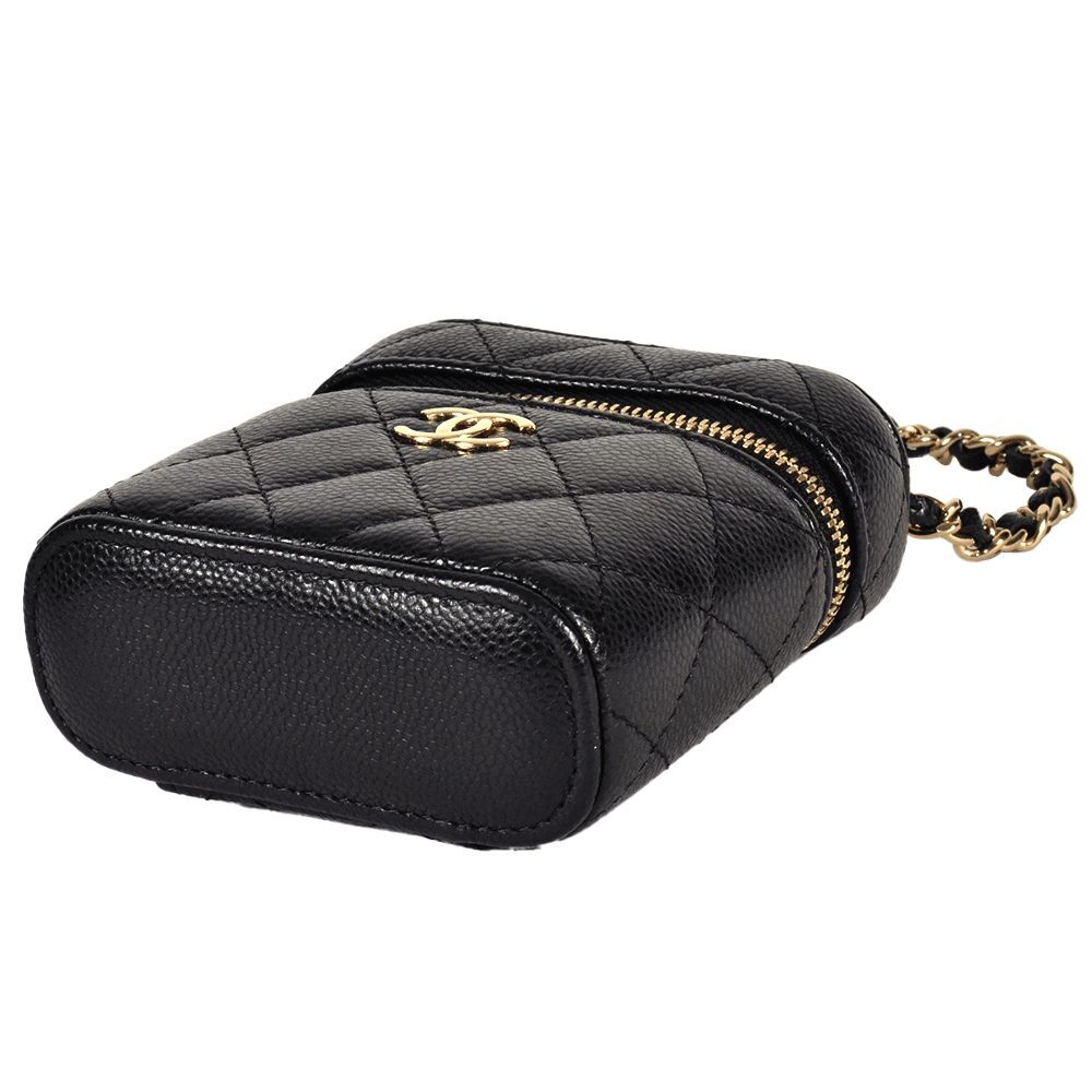 シャネル CHANEL マトラッセ ミニバニティ ショルダーバッグ キャビアスキン ブラック ゴールド金具 ココマーク 31番臺(tái)