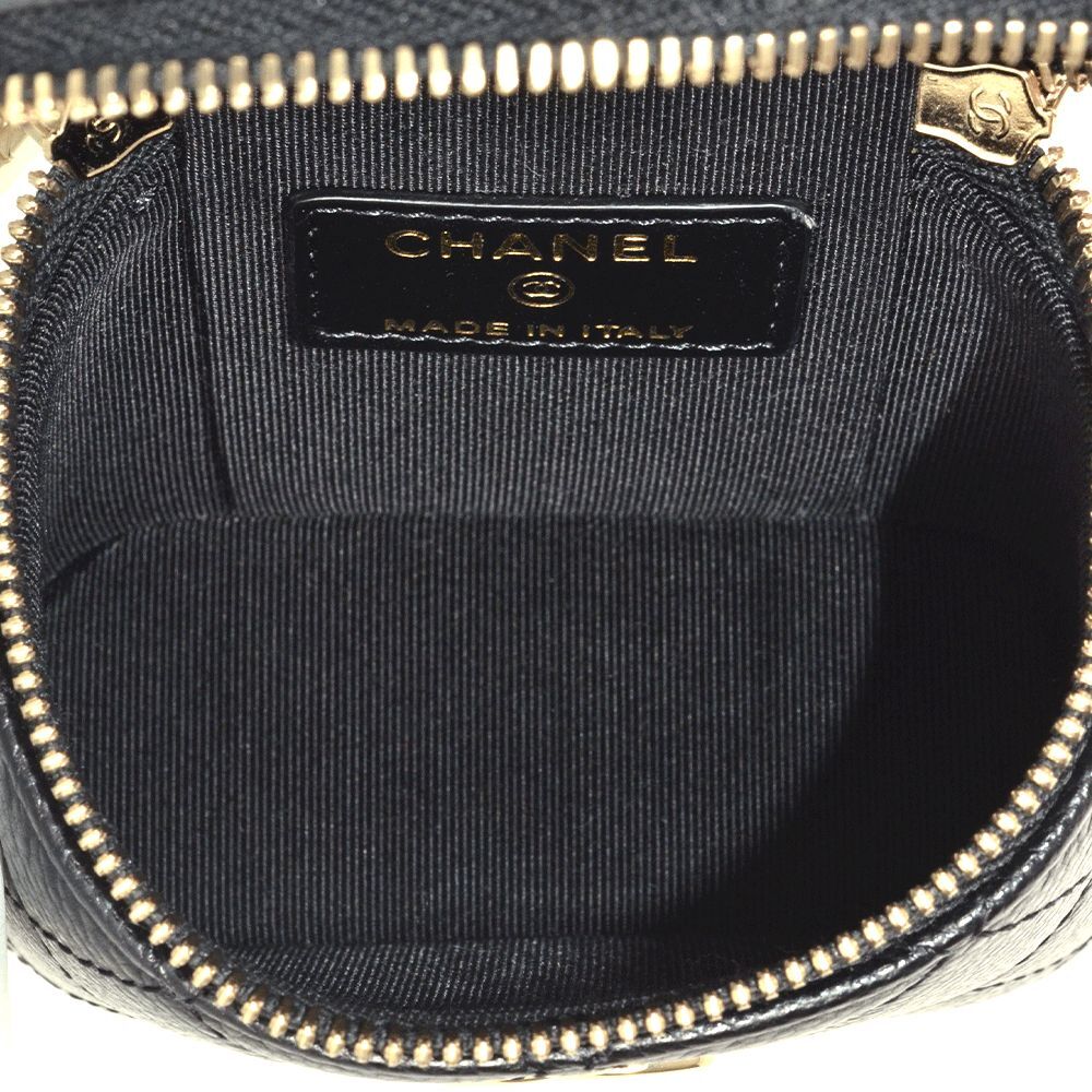 シャネル CHANEL マトラッセ ミニバニティ ショルダーバッグ キャビアスキン ブラック ゴールド金具 ココマーク 31番臺(tái)