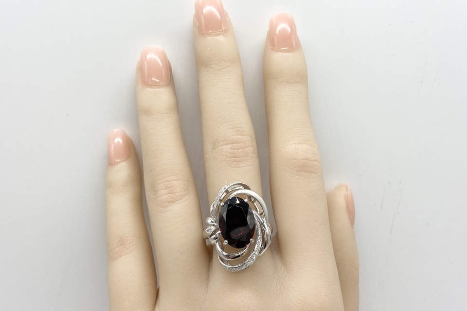 Garnet K18WGガーネット ダイヤモンドリング NO.49213_画像6