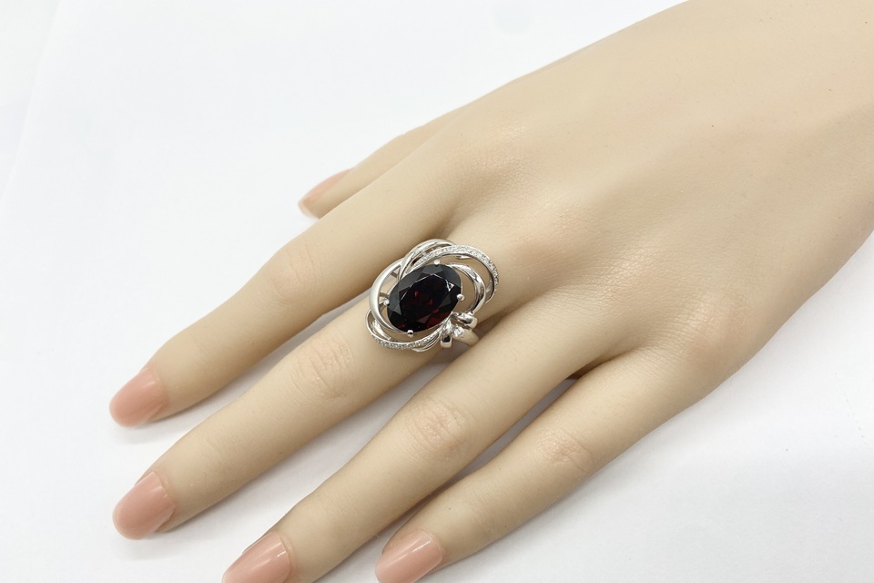 Garnet K18WGガーネット ダイヤモンドリング NO.49213_画像8