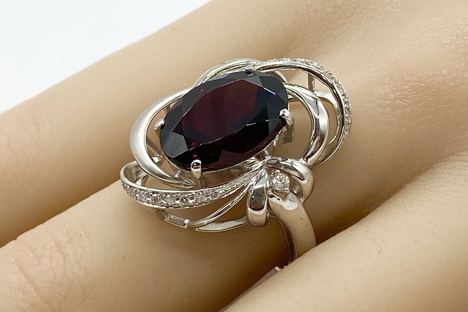 Garnet K18WGガーネット ダイヤモンドリング NO.49213_画像9