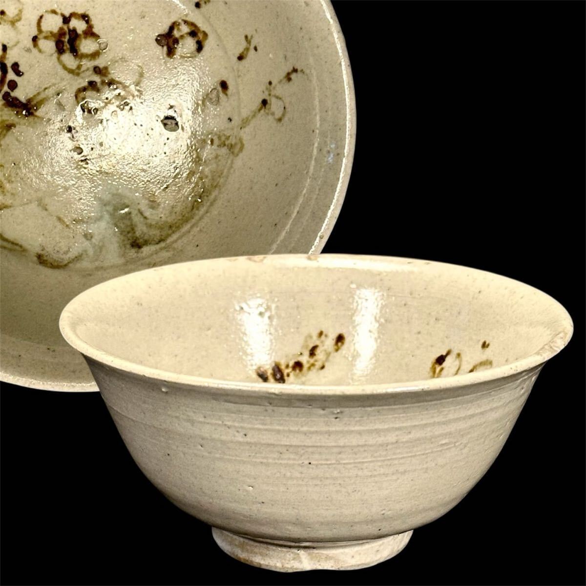 李朝 高麗 抹茶茶碗 大きな茶碗 朝鮮 韓国 骨董品 中国 古美術 欠けあり 架夢 時代 高麗茶碗 花文鉄絵 刷毛目茶碗 韓国 李朝 高麗 朝鮮古