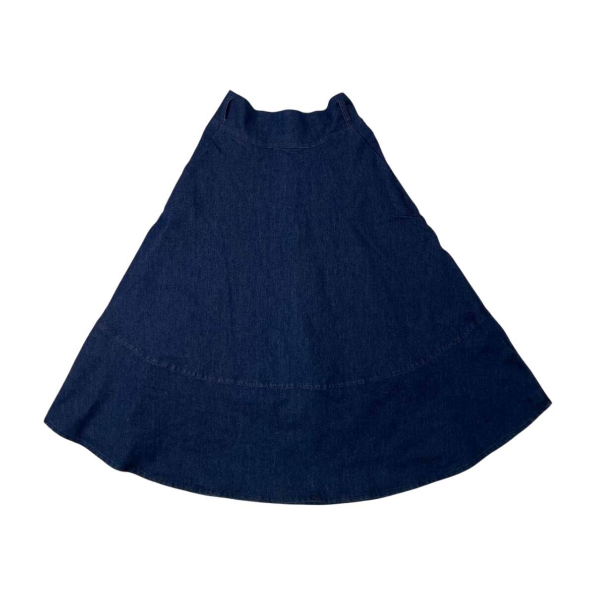 イタリア製 ANNA BASSANI アンナ バッサーニ デニム ロング フレア スカート サイズ44 /インディゴ/ベレッツァ_画像1