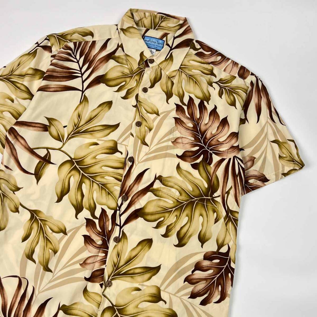 HAWAII製 mahina lani マヒナ ボタニカル 半袖 アロハシャツ ハワイアンシャツ S/マルチ メンズ_画像2