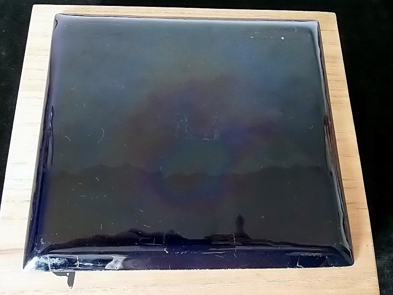 杉本義一<七寶神杉文飾皿>共箱■210×188×10㎜/0.56㎏■共箱245×223×55㎜/0.2㎏★表ヒビ/裏テープ痕/共箱薄汚れ■ゆうパック60/定形外_画像5