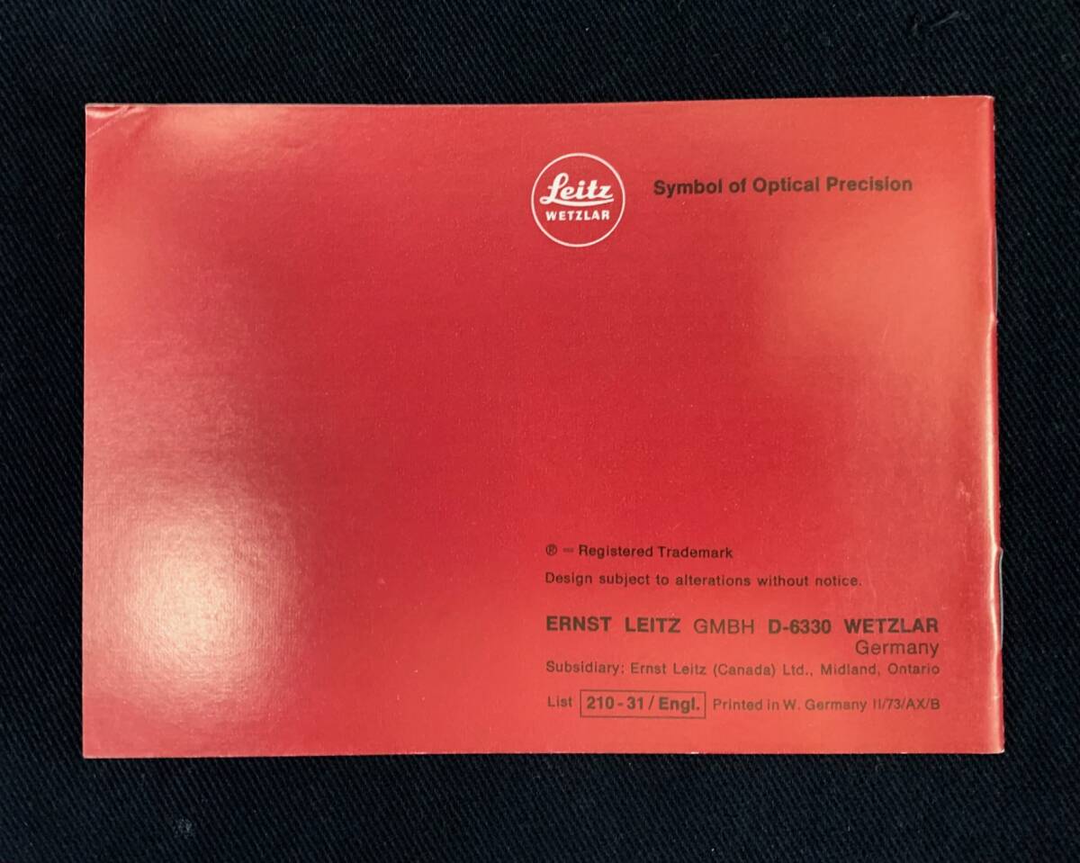 ライカ Leitz 1973年 LEICINA SPECIAL / 貴重なレア 取扱説明書 英語版 デッドストック商品 美品 _画像2