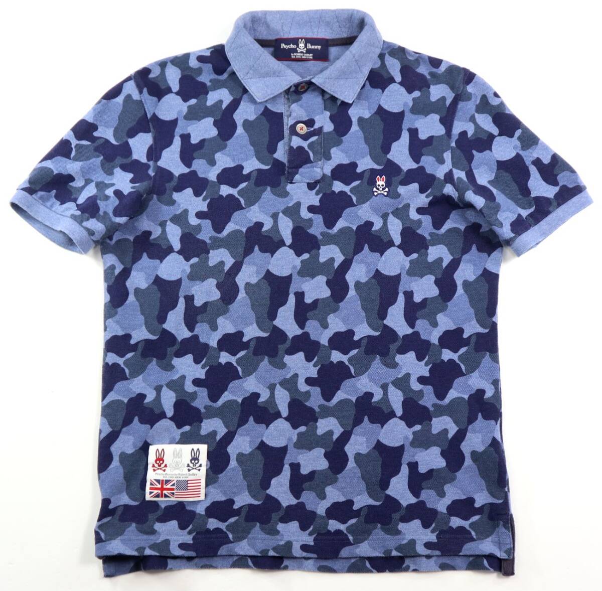 美品★Psycho Bunny サイコバニー カモフラージュ柄 半袖ポロシャツ/Mサイズ_画像1