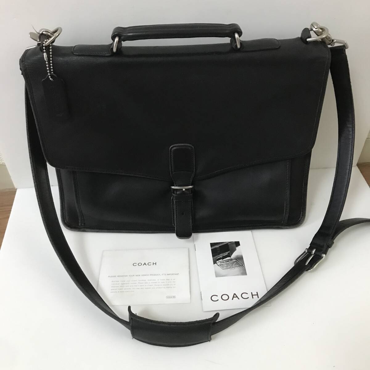 オールドコーチ ショルダーバッグ ビジネスバッグ 本革 レザー ブラック USA製 オールドコーチ COACH オールレザー 斜め掛け ショルダー