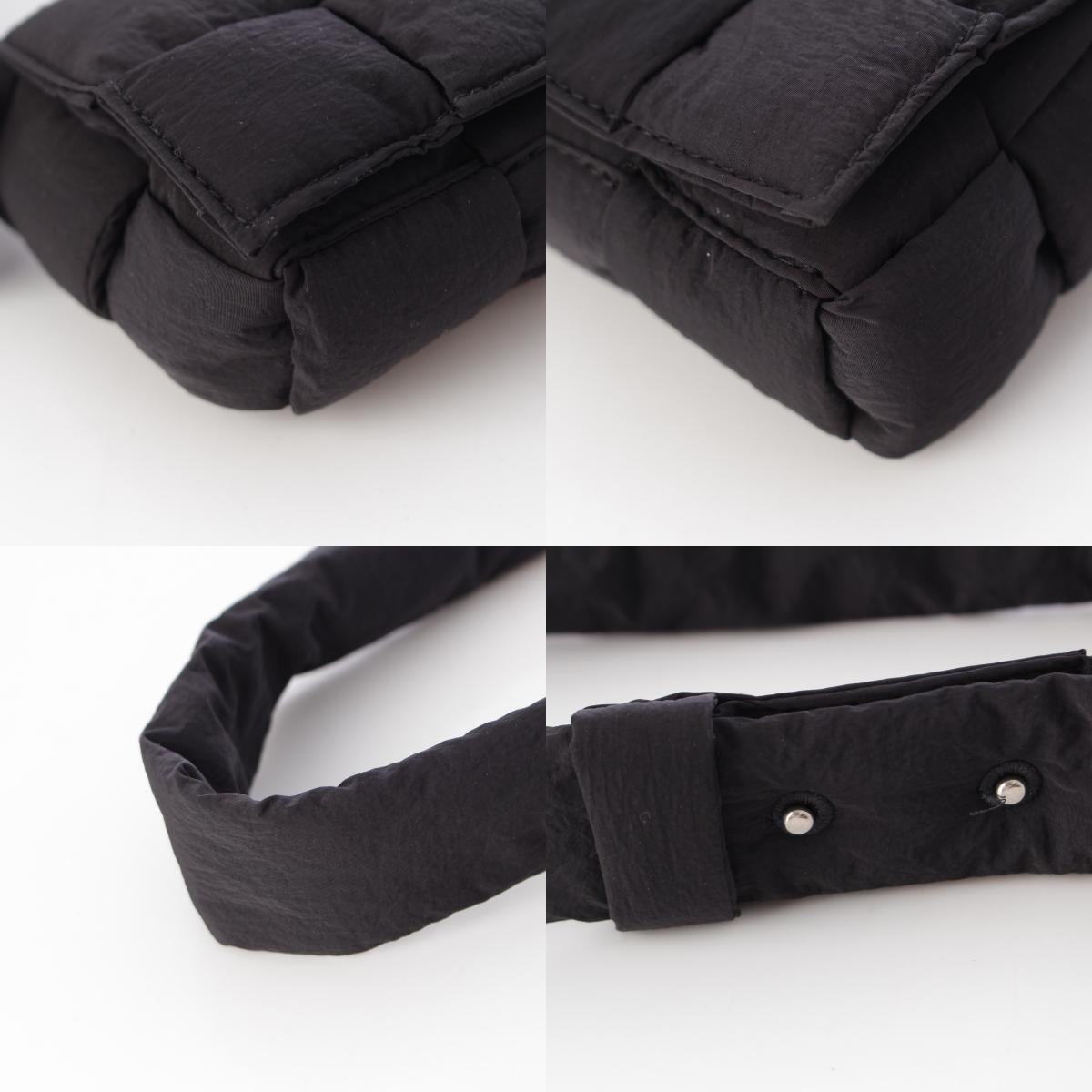 ボッテガヴェネタ カセット ミニ ナイロン イントレチャート ショルダーバッグ ブラック【中古】