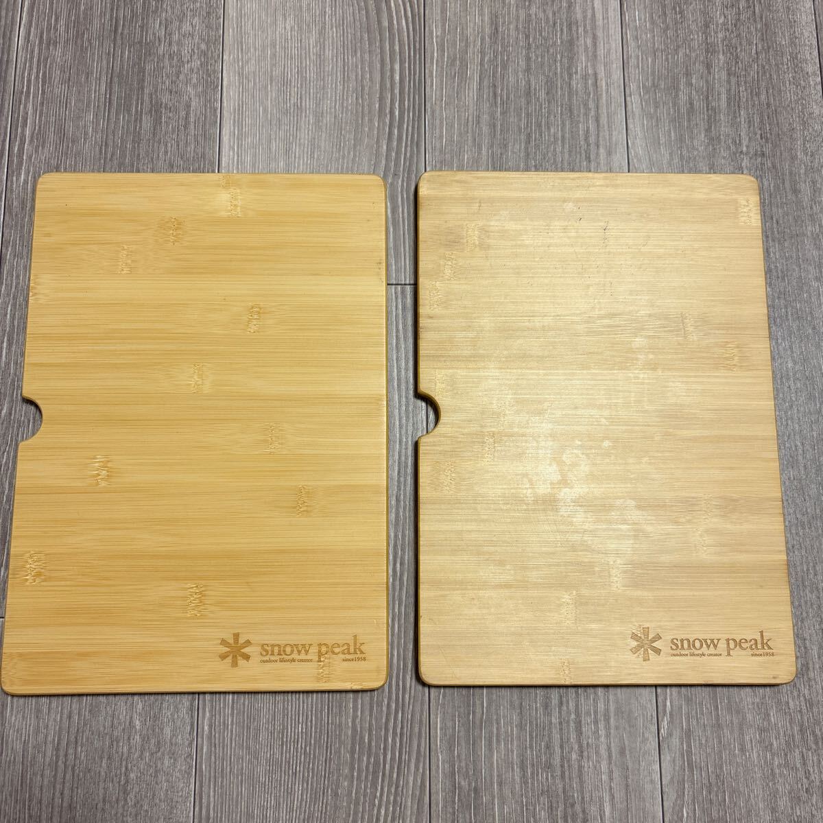 snow peak スノーピーク ウッドテーブル竹W 2枚 旧カラー 中古 SHA29 snow peak スノーピーク 2枚 IGT ウッドテーブル S竹