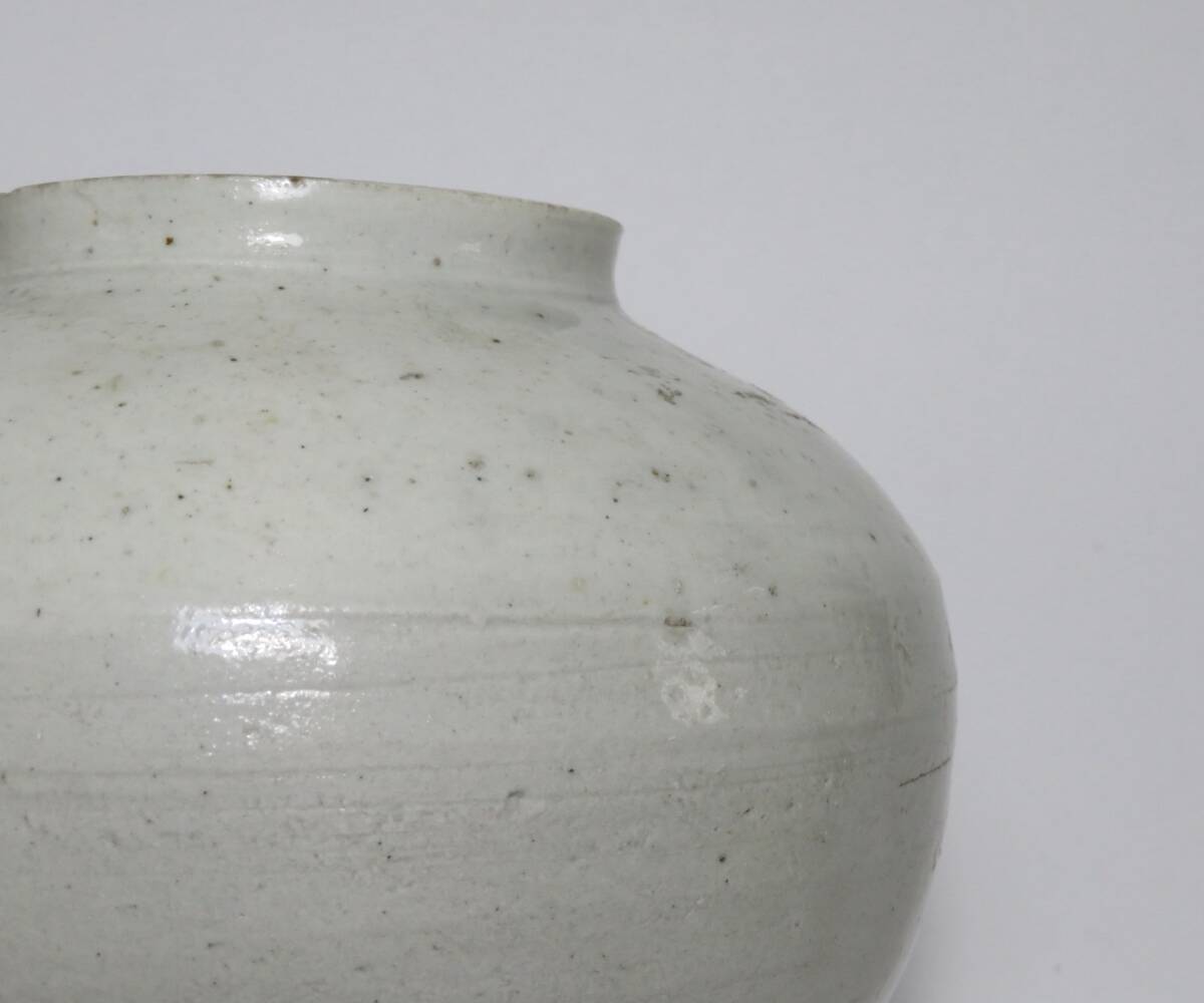 李朝 韓国 白磁 時代物 韓国美術 李朝 白磁小壺 丸壺 白磁 李朝初期 時代物 (李朝