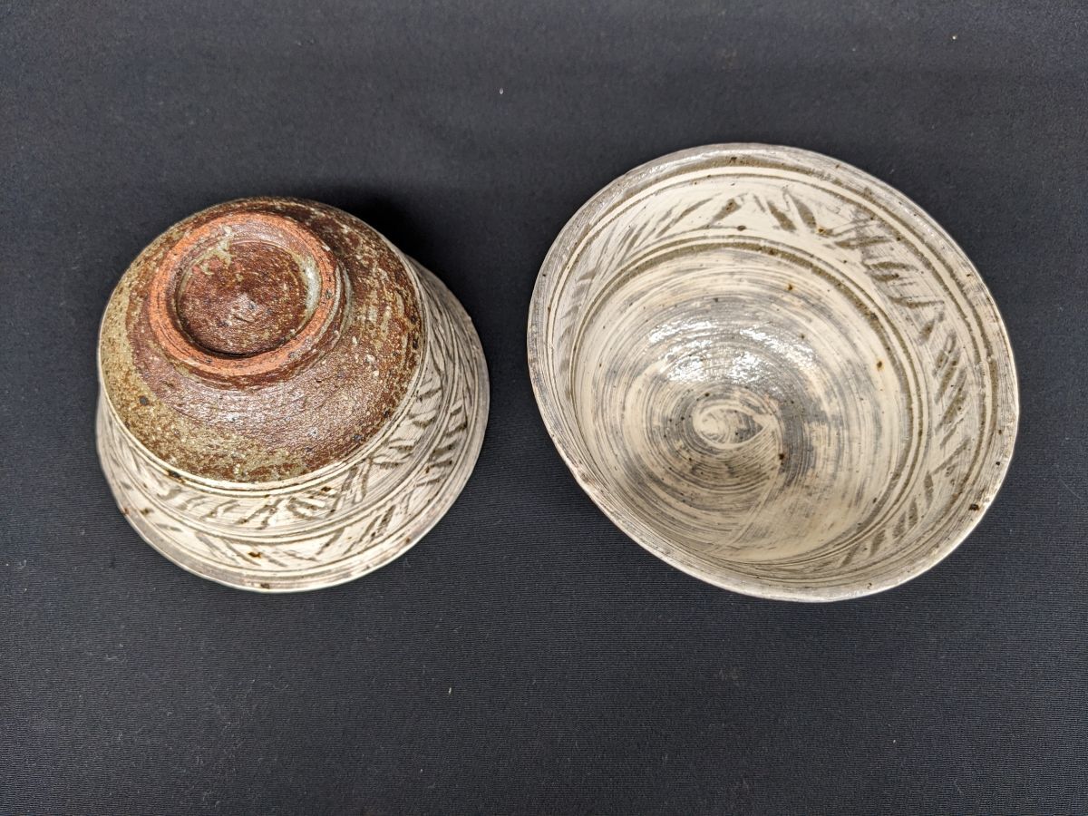 gg890# Karatsu . Mishima чашка три покупатель малярная кисть глаз чайная посуда /60