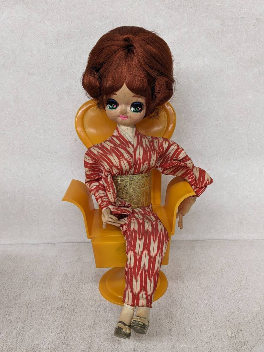 gg541#[ товар с некоторыми замечаниями ] Showa Retro TOKYO SENPO/ Tokyo sempo вращение кукла 2 body комплект девочка кимоно музыкальная шкатулка имеется /100