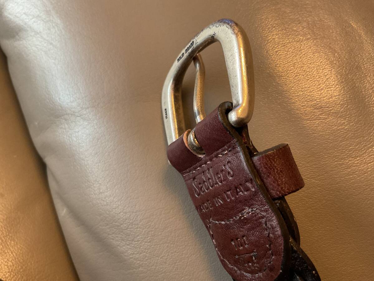 2回のみ着用 サドラーズ レザーメッシュベルト 濃ブラウン Saddler's 2回のみ着用 サドラーズ レザーメッシュベルト 濃ブラウン