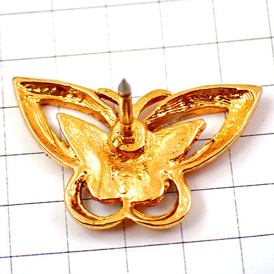  значок * butterfly бабочка . Gold золотой цвет стразы светится * Франция ограничение булавка z* редкость . Vintage было использовано булавка bachi