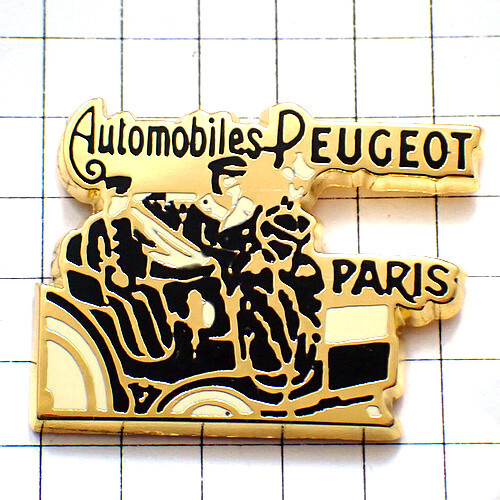 ピンバッジ?プジョー車パリ乗客アンティークカー后部座席に従者 PEUGEOT FRANCE◆フランス限定ピンズ◆レアなヴィンテージものピンバッチ