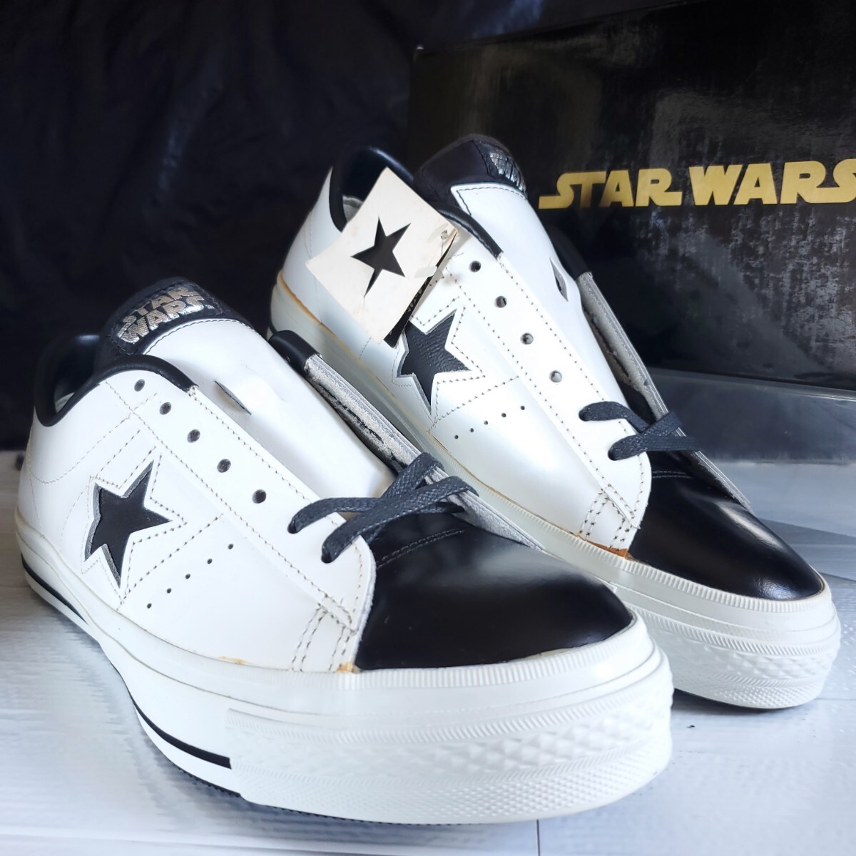 新品未使用 デッドストック 27.5 タグ 箱付 日本製 CONVERSE ONESTAR STAR WARS OX ワンスター スターウォーズ ブラック ホワイト 黒 白_画像2