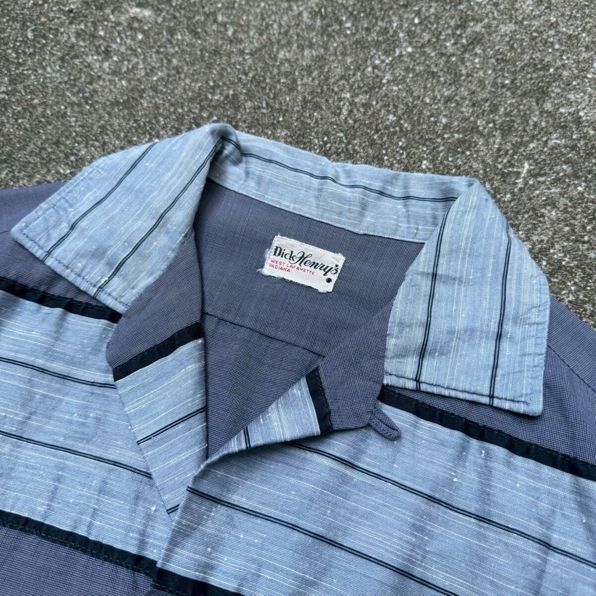 60s 開襟シャツ　ヴィンテージ　ナイロン　コットンレーヨン　ロカビリー　usa 60s Dick Henry's USA製 オープンカラーシャツ ロカビリー