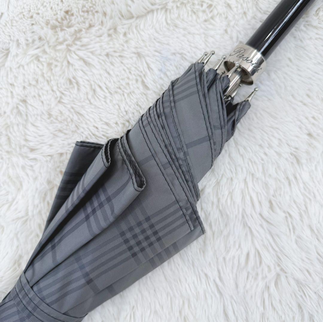 希少 Pasotti 長傘 パソッティ シルバーチェック×フクロウ グレー 雨傘 希少 Pasotti 長傘 パソッティ シルバーチェック×フクロウ