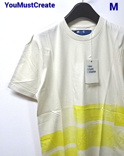 M 未使用【YMC You Must Create BAND AID PRINT T-SHIRT 7708 BONE/YELLOW ユーマストクリエイト Tシャツ バンドエイド プリント Tシャツ】_画像1