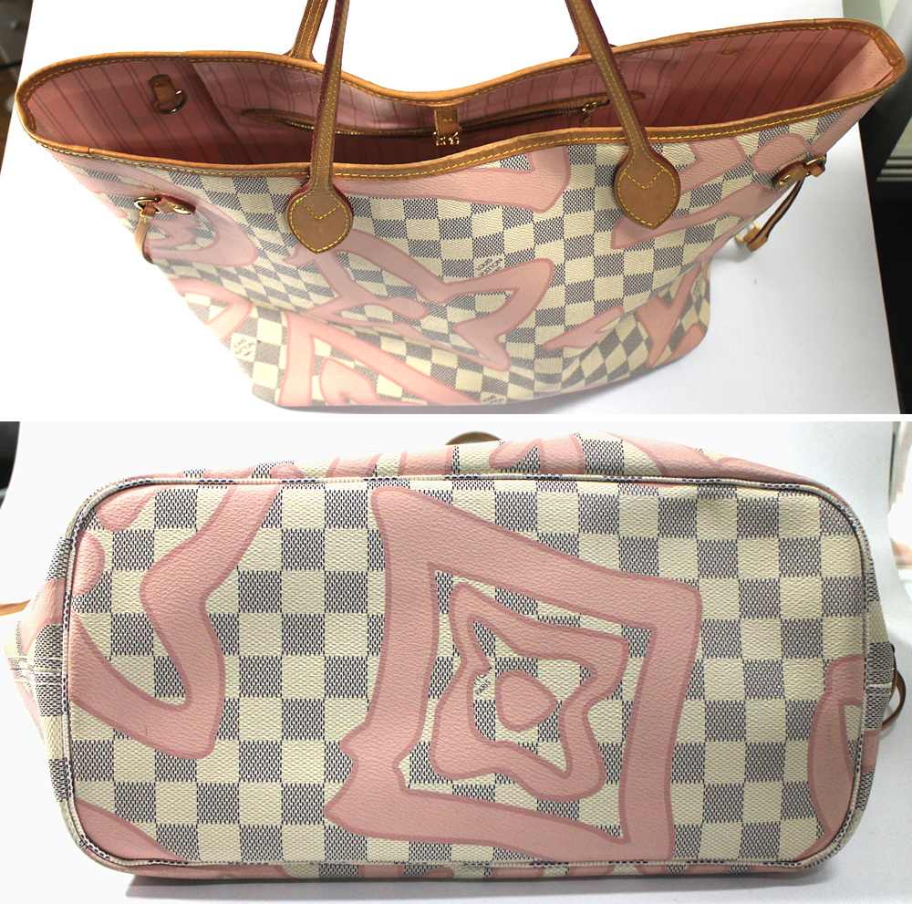 【LOUIS VUITTON】ルイヴィトン トートバッグ ダミエ・アズール タヒチ・コレクション ネヴァーフルMM N41050 ローズバレリーヌ ポーチ付_画像5