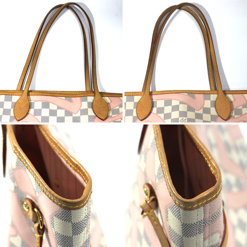 【LOUIS VUITTON】ルイヴィトン トートバッグ ダミエ・アズール タヒチ・コレクション ネヴァーフルMM N41050 ローズバレリーヌ ポーチ付_画像6