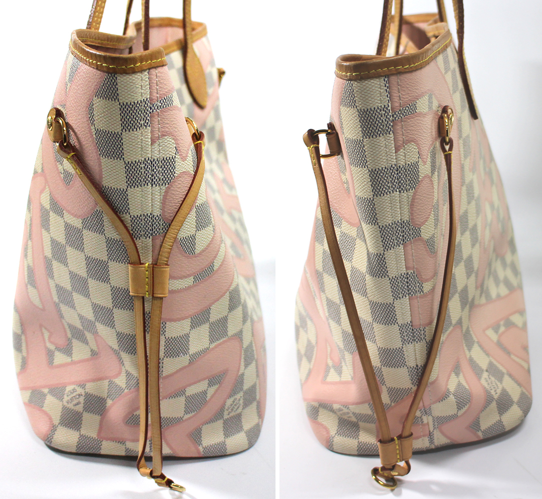 【LOUIS VUITTON】ルイヴィトン トートバッグ ダミエ・アズール タヒチ・コレクション ネヴァーフルMM N41050 ローズバレリーヌ ポーチ付_画像4