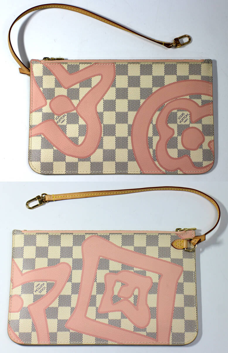 【LOUIS VUITTON】ルイヴィトン トートバッグ ダミエ・アズール タヒチ・コレクション ネヴァーフルMM N41050 ローズバレリーヌ ポーチ付_画像8