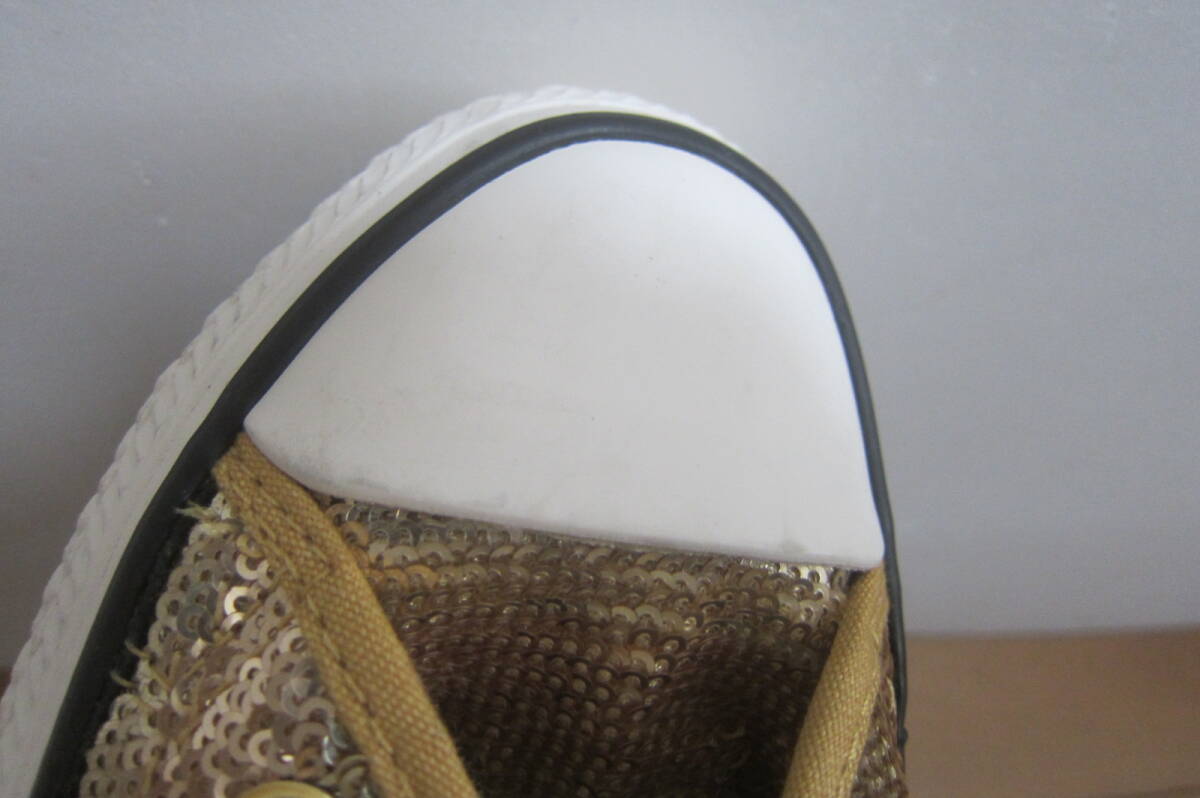 新品B品 CONVERSE コンバース ALL STAR オールスター 549664C LOW ローカットスニーカー スパンコール 金×茶 22.5㎝ O2507D_画像6