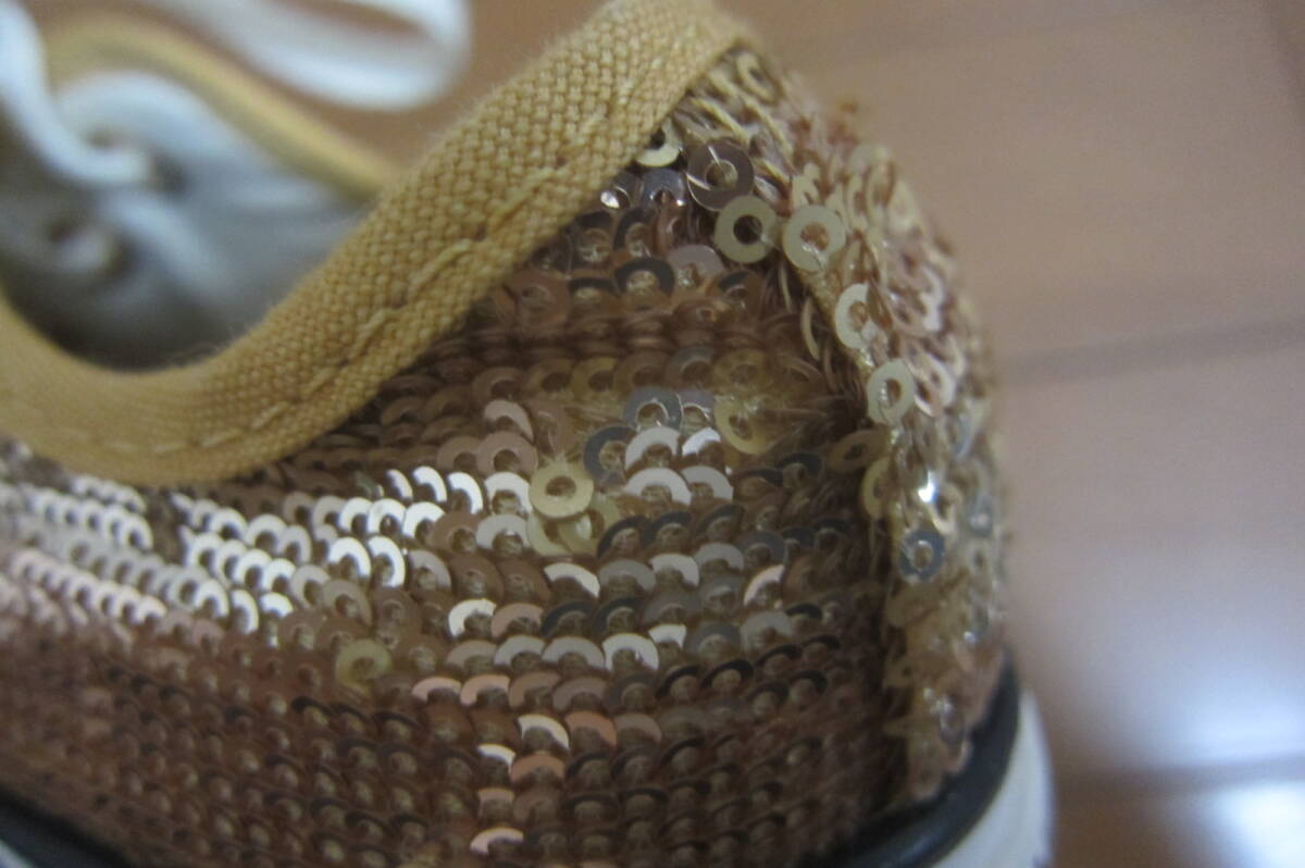 新品B品 CONVERSE コンバース ALL STAR オールスター 549664C LOW ローカットスニーカー スパンコール 金×茶 22.5㎝ O2507D_画像9