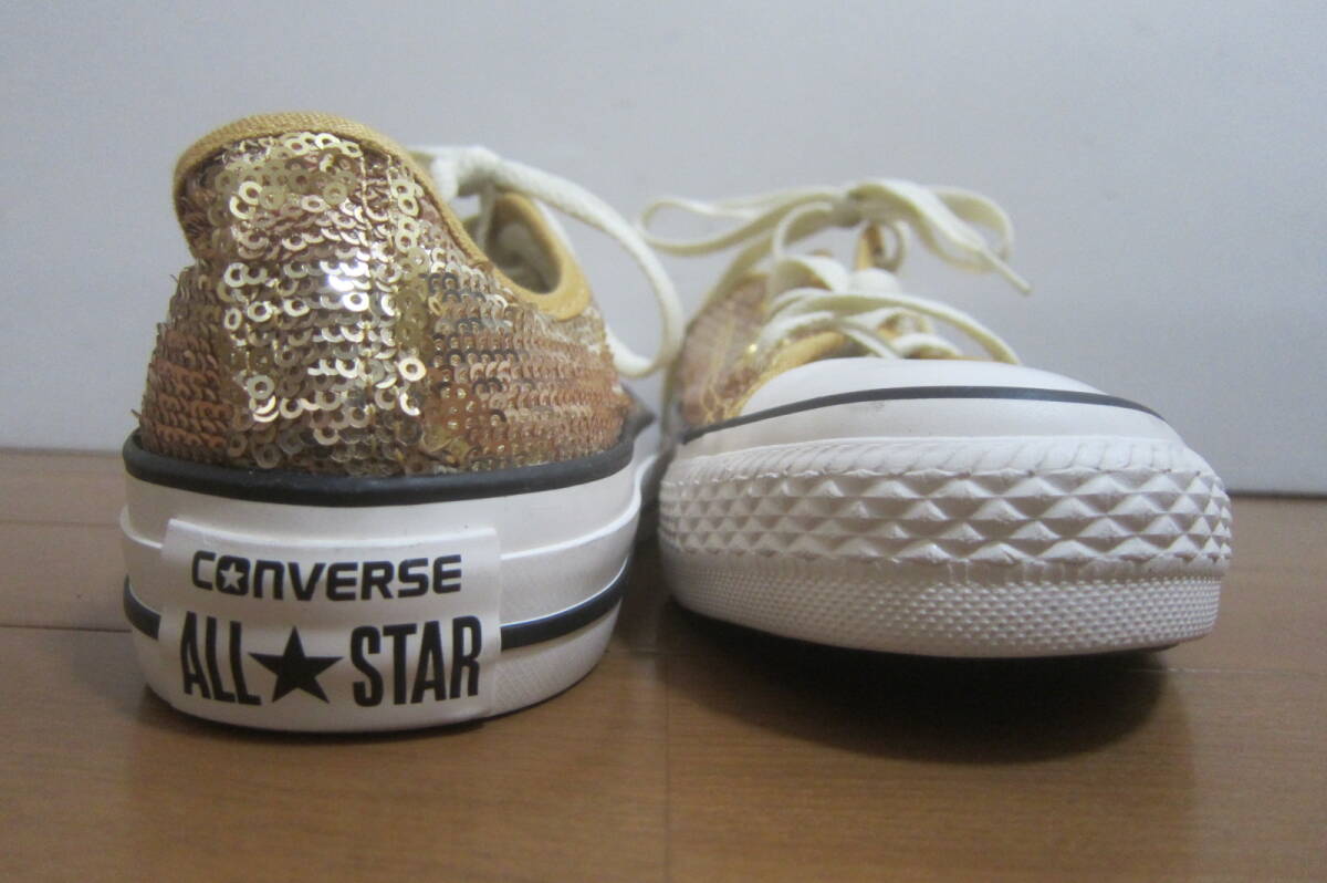 新品B品 CONVERSE コンバース ALL STAR オールスター 549664C LOW ローカットスニーカー スパンコール 金×茶 22.5㎝ O2507D_画像3