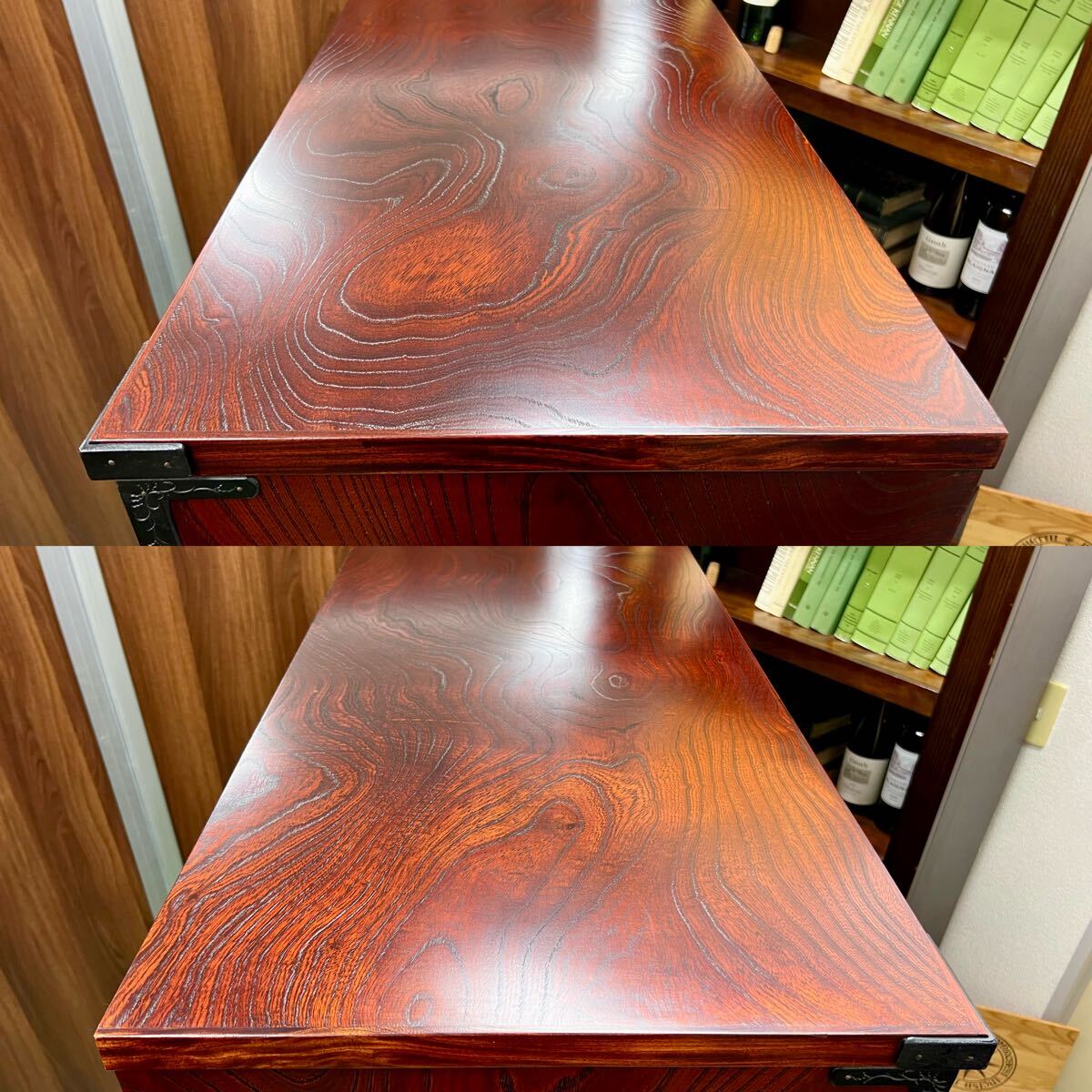 美品民芸家具 和箪笥 南部鉄器金具 漆塗り 三八整理【岩谷堂箪笥 漆塗り 民芸家具 117×46×139】南部鉄器
